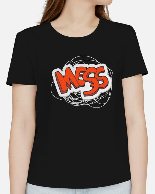 Women's Black / Navy Blue Mess Art T-shirt