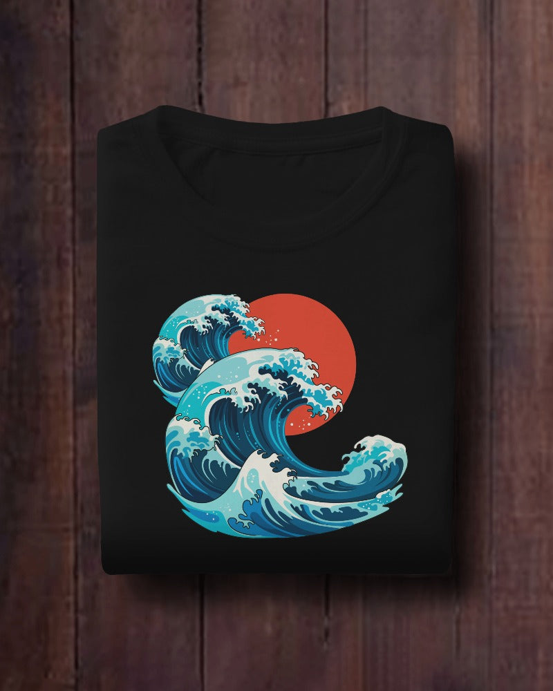 Great Wave - Casual Travel Themed Printed T-Shirt
