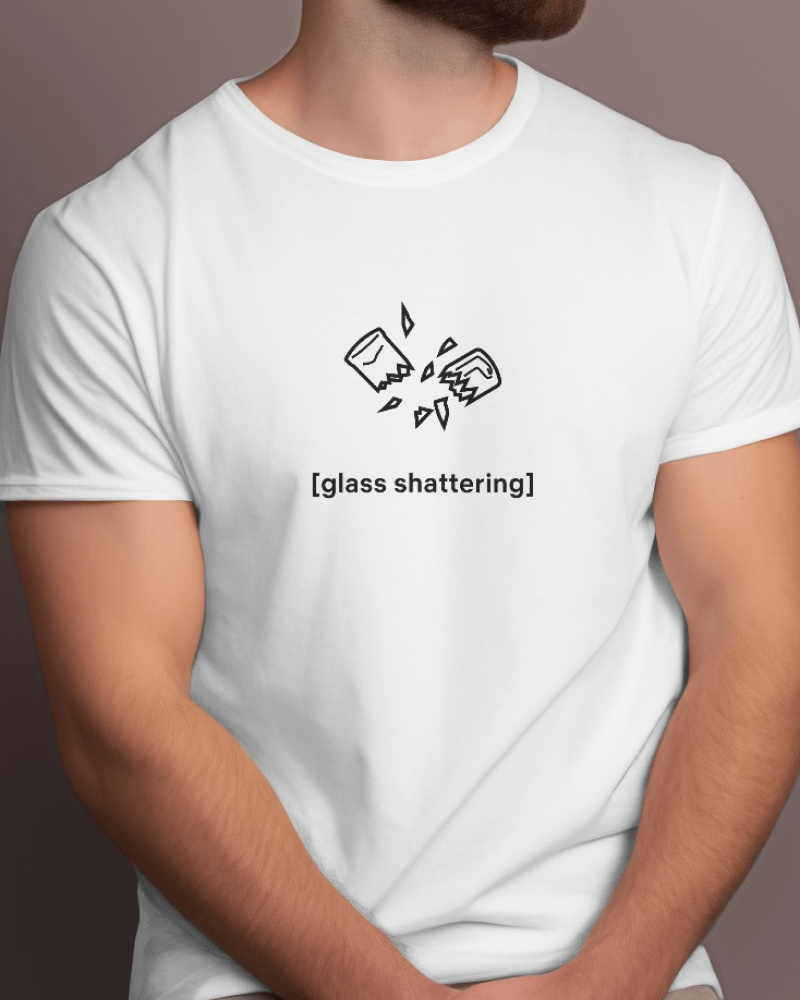 Glass Shattered - Flix Series Printed Cotton White T-Shirt