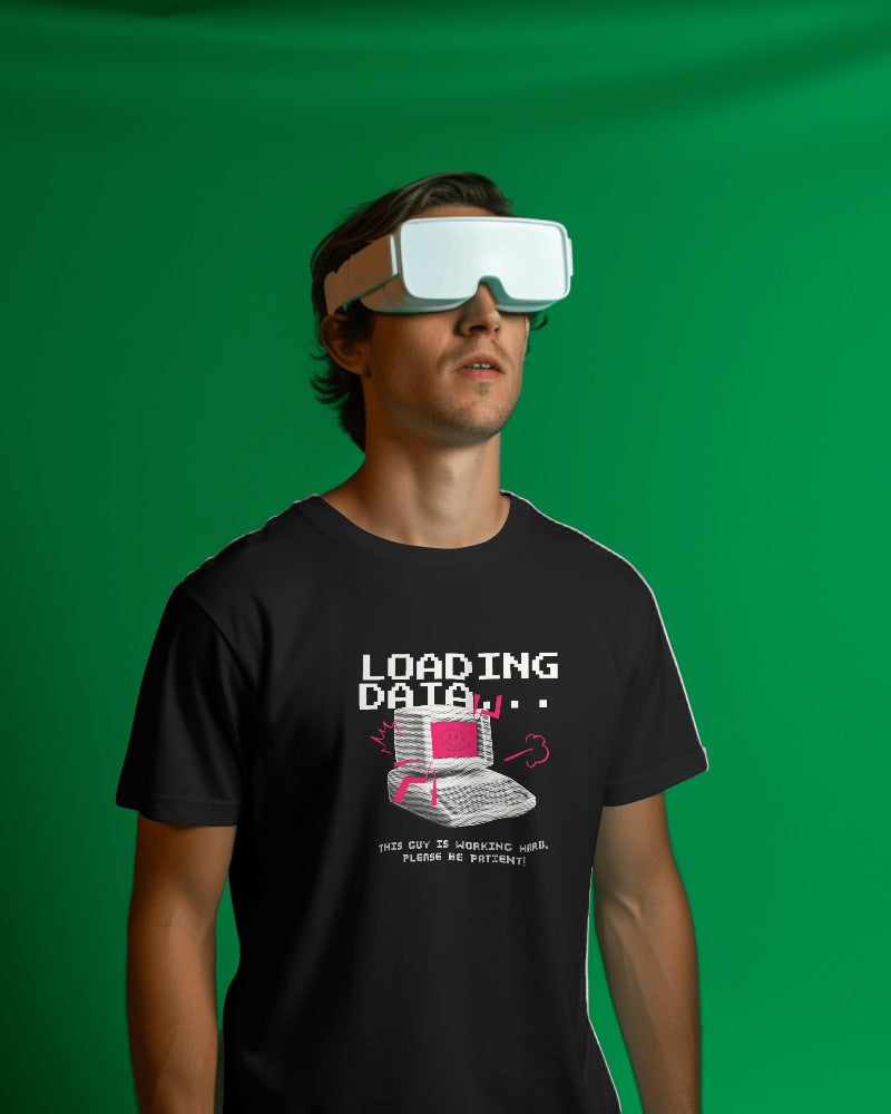 Loading Data - Tech & Space Themed Printed T-Shirt
