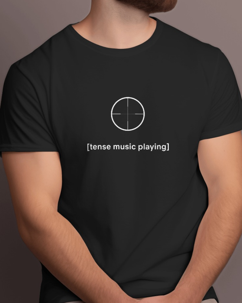 Tense Music - Flix Series Printed Cotton Black T-Shirt