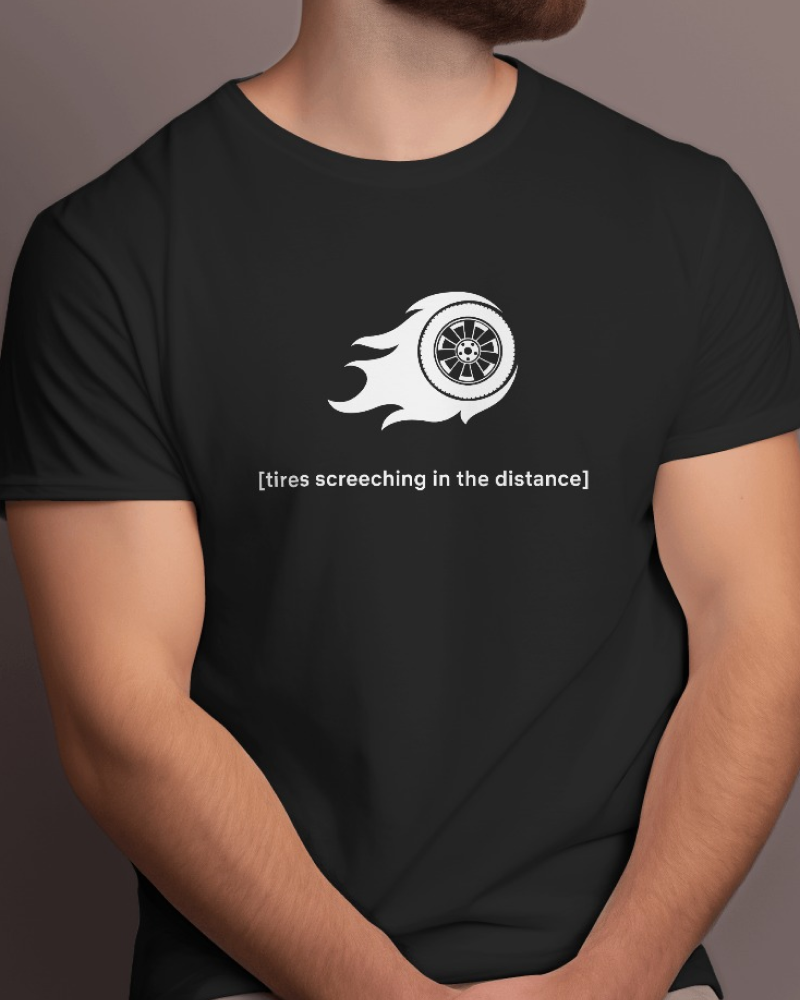 Tyre Screeching - Flix Series Printed Cotton Black T-Shirt