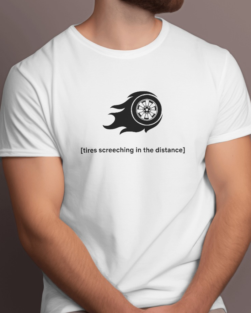 Tyre Screeching - Flix Series Printed Cotton White T-Shirt