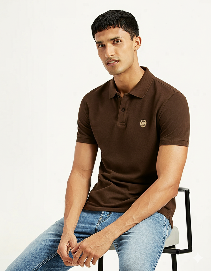 Men's Polo T-Shirt - Lion Emblem Embroidery