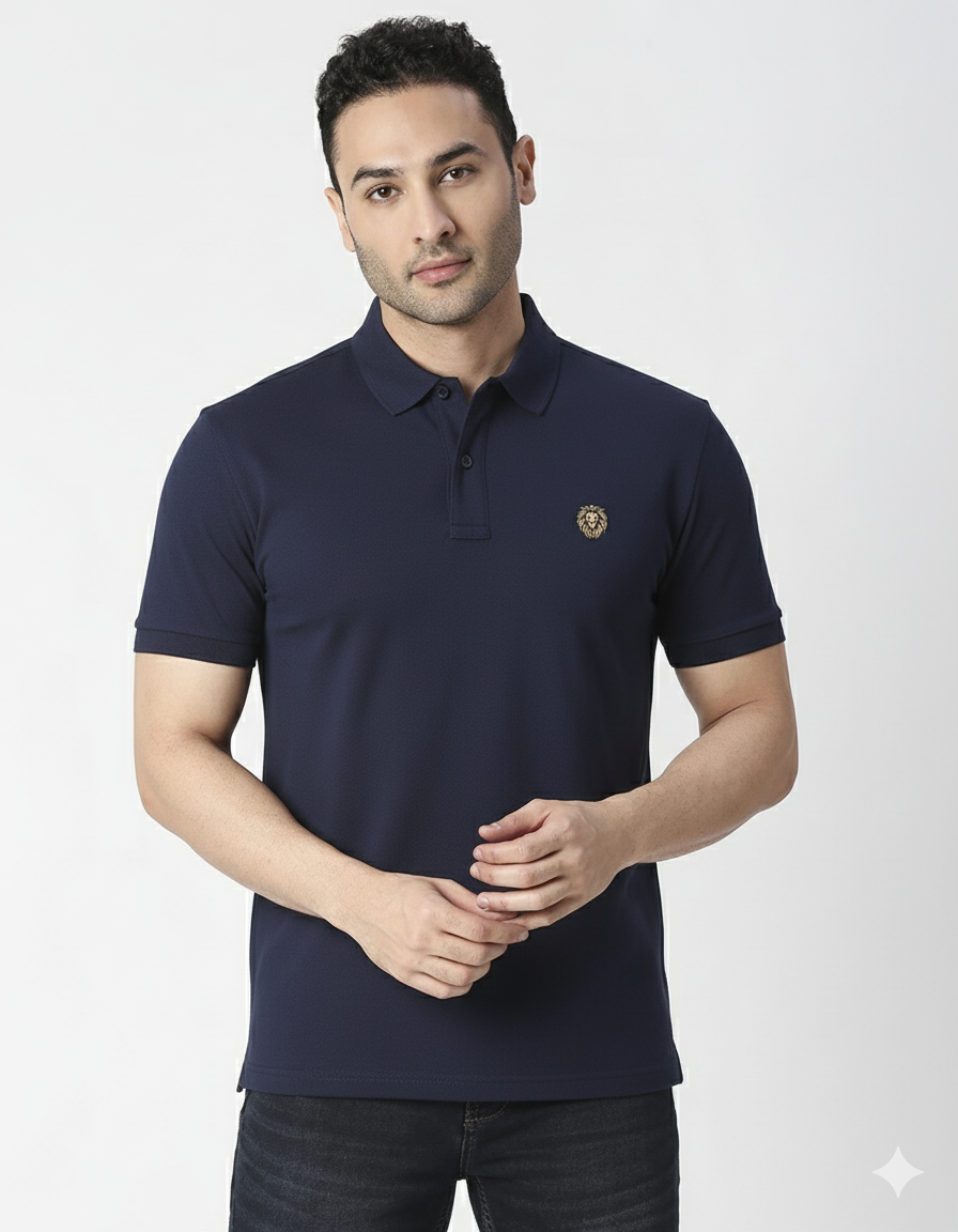 Men's Polo T-Shirt - Lion Emblem Embroidery
