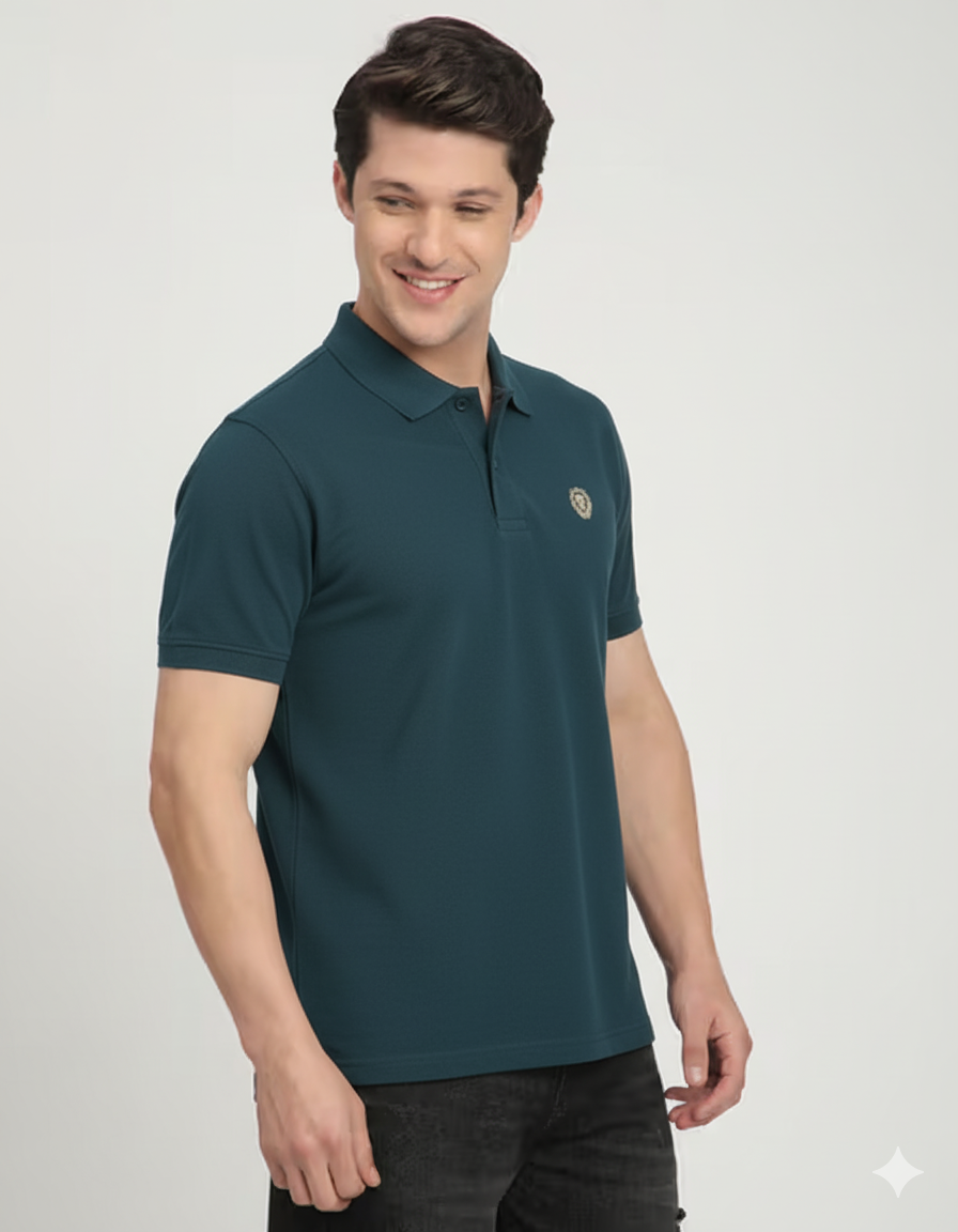 Men's Polo T-Shirt - Lion Emblem Embroidery